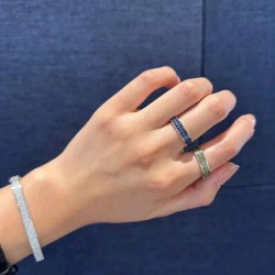 Hl76750APM Monaco 新品 加厚蓝色素圈戒指女生简约时尚银指礼物送女友