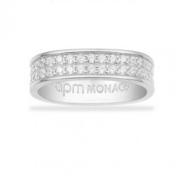 APM Monaco 新品 密镶加厚素圈锆石戒指银女简约情侣对戒生日礼物送女友