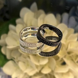Hl64950[新品]APM Monaco密镶精致双排戒指酷炫个性方形戒指个性礼物黑色