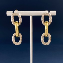 BL943800 巴黎世家BALENCIAGA拉丝工艺链条环环相扣金属耳钉耳钉 黄铜材料  尺寸约：长4.1cm