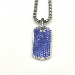 Hl75900David Yurman 满钻蓝钻牌子项链。链条粗3mm，长度50+5cm或长度60+5cm延迟链     编号DYXL-049