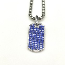 Hl75900David Yurman 满钻蓝钻牌子项链。链条粗3mm，长度50+5cm或长度60+5cm延迟链     编号DYXL-049