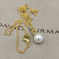 Hl65700David Yurman 8mm珍珠项链黄金色项链。长度42+3+3cm延迟链