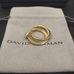 Hl76750David Yurman  纽线镶钻耳环。分色，银色，黄金色三款。 内径约2cm