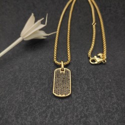Hl75900David Yurman 黄金色满钻黑钻牌子项链。链条粗3mm，长度50+5cm延迟链