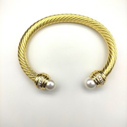 Hl75A20David Yurman 7mm金色镶嵌石珍珠手镯。建议适合佩戴的手围16-20cm