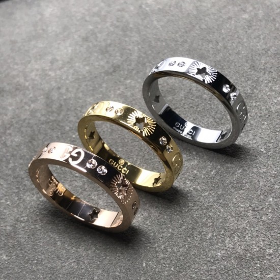 新品镂空星星镶钻双G戒指 码号:5-11# 编号:AZ40500 新品镂空星星镶钻双G戒指 码号:5-11# 编号:AZ40500
