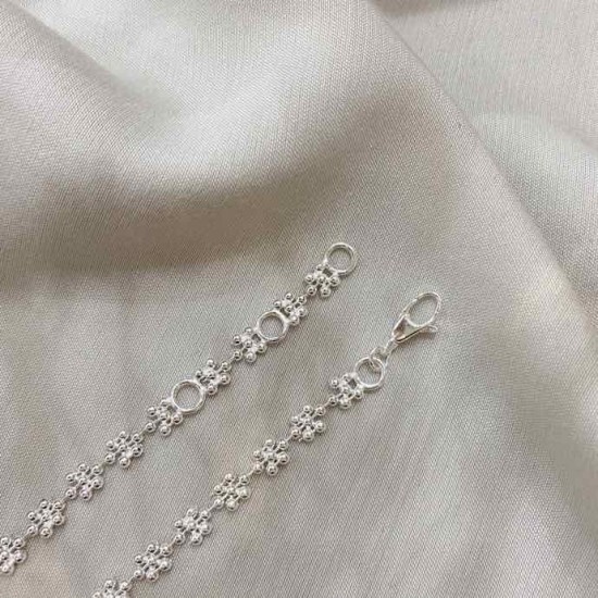 G家925纯银珠串链雪花双G吊坠手链 尺寸15➕4cm 可调节 G家925纯银珠串链雪花双G吊坠手链 尺寸15➕4cm 可调节