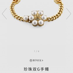 Gucci专柜同步复古珍珠花瓣手链 AL800A30