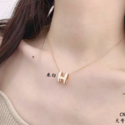 V金材质 5140A90 （米白）爱马仕大号H琳琅项链