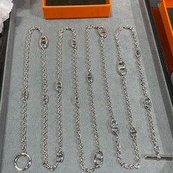 亚金加厚电镀18K白金  514D20。（长度160cm）爱马仕猪鼻子腰链，精工，字印齐全  ♥️正品一万三，我们完美复刻  Hermes猪鼻子Farandole项链  单独佩戴是简单的美 叠戴则增加