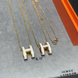 V金材质 5140A90 （米白）爱马仕大号H琳琅项链