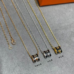 V金材质  5140A90  （黑色）对版  爱马仕迷你H琳琅项链