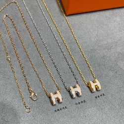 V金材质  5140A90  （肉色）对版  爱马仕迷你H琳琅项链
