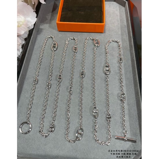 亚金加厚电镀18K白金 514D20。(长度160cm)爱马仕猪鼻子腰链,精工,字印齐全 ♥️正品一万三,我们完美复刻 Hermes猪鼻子Farandole项链 单独佩戴是简单的美 叠戴则增加 亚金加厚电镀18K白金 514D20。(长度160cm)爱马仕猪鼻子腰链,精工,字印齐全 ♥️正品一万三,我们完美复刻 Hermes猪鼻子Farandole项链 单独佩戴是简单的美 叠戴则增加