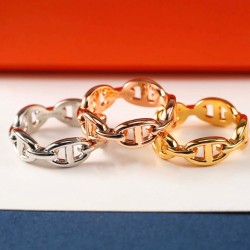 Hl76650爱马仕猪鼻子戒指 颜色：金色 白金色 玫瑰金色 尺寸：#6 #7 #8 #9