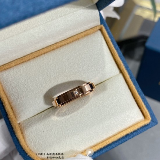 CNC版本，v金镀1.0咪金 8010270 单钻转动戒指，码数6789。超A版本质量 [得意]