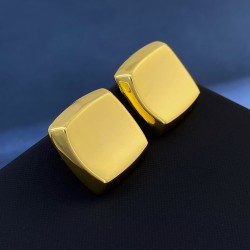 YS9261600 YSL圣罗兰时尚设计轻奢光面小众方形弧面耳钉 黄铜材料电镀18k金 颜色：金色 尺寸约：1.8cm*1.8cm*0.4cm