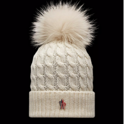 MONCLER GRENOBLE WOOL BEANIE WITH POM POM