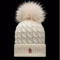 MONCLER GRENOBLE WOOL BEANIE WITH POM POM