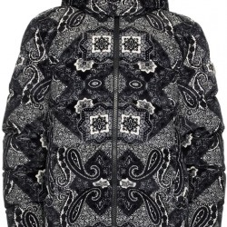 MONCLER Black &amp;amp; White Graphic Down Jacket