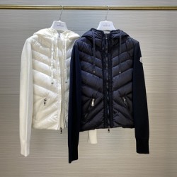 Moncler Jacket  蒙口款女士针织拼接羽绒服开衫系列 连帽羽绒服外套