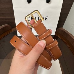 WESTERN 光滑小牛皮腰带 对版金色金属件 方形针扣带扣