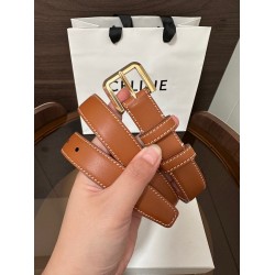WESTERN 光滑小牛皮腰带 对版金色金属件 方形针扣带扣
