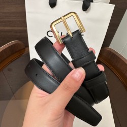 WESTERN 光滑小牛皮腰带 对版金色金属件 方形针扣带扣