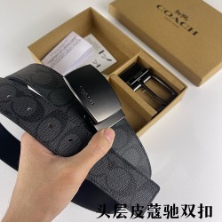 w22440 3.8CM宽度，头层牛皮带身配搭新款专柜扣！腰带长度100CM-125CM可供选择！长期现货供应