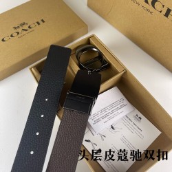 w22440 3.8CM宽度，头层牛皮带身配搭新款专柜扣！腰带长度100CM-125CM可供选择！长期现货供应