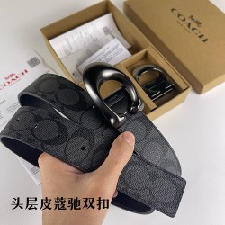 w22440 3.8CM宽度，头层牛皮带身配搭新款专柜扣！腰带长度100CM-125CM可供选择！长期现货供应
