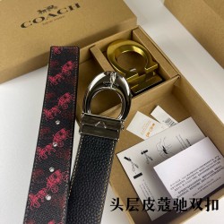 w22440 3.8CM宽度，头层牛皮带身配搭新款专柜扣！腰带长度100CM-125CM可供选择！长期现货供应