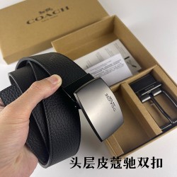w22440 3.8CM宽度，头层牛皮带身配搭新款专柜扣！腰带长度100CM-125CM可供选择！长期现货供应