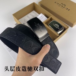 w22440 3.8CM宽度，头层牛皮带身配搭新款专柜扣！腰带长度100CM-125CM可供选择！长期现货供应