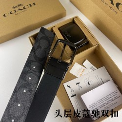 w22440 3.8CM宽度，头层牛皮带身配搭新款专柜扣！腰带长度100CM-125CM可供选择！长期现货供应