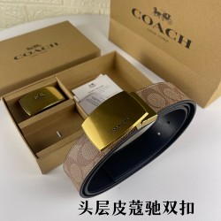 w22440 3.8CM宽度，头层牛皮带身配搭新款专柜扣！腰带长度100CM-125CM可供选择！长期现货供应