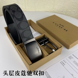 w22440 3.8CM宽度，头层牛皮带身配搭新款专柜扣！腰带长度100CM-125CM可供选择！长期现货供应