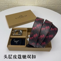 w22440 3.8CM宽度，头层牛皮带身配搭新款专柜扣！腰带长度100CM-125CM可供选择！长期现货供应