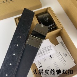 w22440 3.8CM宽度，头层牛皮带身配搭新款专柜扣！腰带长度100CM-125CM可供选择！长期现货供应