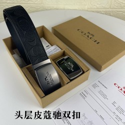 w22440 3.8CM宽度，头层牛皮带身配搭新款专柜扣！腰带长度100CM-125CM可供选择！长期现货供应