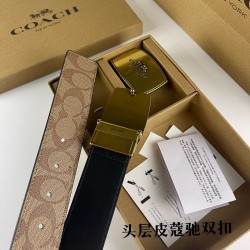 w22440 3.8CM宽度，头层牛皮带身配搭新款专柜扣！腰带长度100CM-125CM可供选择！长期现货供应