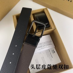 w22440 3.8CM宽度，头层牛皮带身配搭新款专柜扣！腰带长度100CM-125CM可供选择！长期现货供应