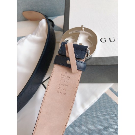 Guc-i 古-经典男款皮带， 宽度: 4.0cm