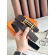 HERMES 宽度:3.2cm，两面用腰带BOUCLE DE CEINTURE H AU CARRÉ &amp;amp; CUIR DE CEINTURE RÉVERSIBLE 精致五金搭配Togo皮带身 巧克力色