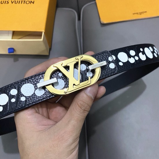 L0UIS VUITT0N 今季新品 驢家女士原單腰帶 寬度30毫米 定制經典帆布面料搭配小荔枝紋小牛皮底 全新開模新款五金 可雙面佩戴 多色可選。百搭款 a12470