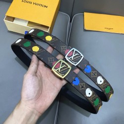 L0UIS VUITT0N 今季新品 驢家女士原單腰帶 寬度30毫米 定制經典帆布面料搭配小荔枝紋小牛皮底 全新開模新款五金 可雙面佩戴 多色可選。百搭款。a12470