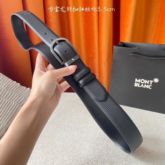 w12690【万宝龙】 Montblanc家持续其一贯的高雅、绅士、精致的风格，进口小牛皮，手感细腻柔软。纯铜精品，男士必备！宽度：3.5cm