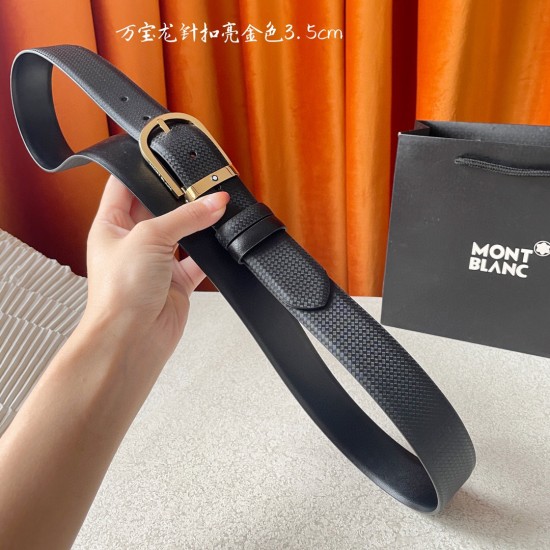 w12690【万宝龙】 Montblanc家持续其一贯的高雅、绅士、精致的风格，进口小牛皮，手感细腻柔软。纯铜精品，男士必备！宽度：3.5cm