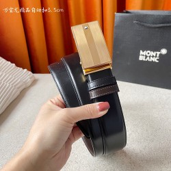 w12690【万宝龙】 Montblanc家持续其一贯的高雅、绅士、精致的风格，进口小牛皮，手感细腻柔软。纯钢自动精品扣，男士必备！宽度：3.5cm